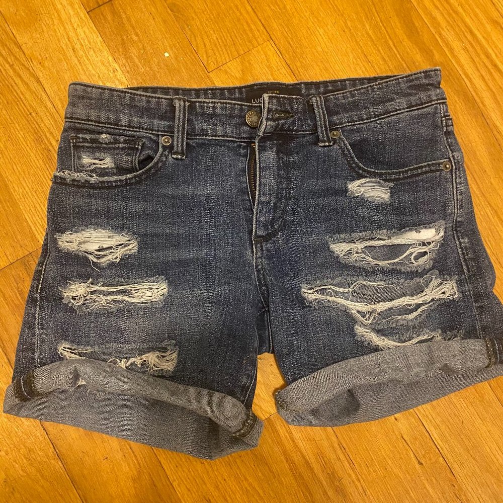Lucky Ripped Boyfriend Style Jean Shorts